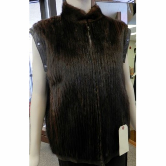 Corded Mink Fur Jacket; Converts to Vest - Picture 5 of 6